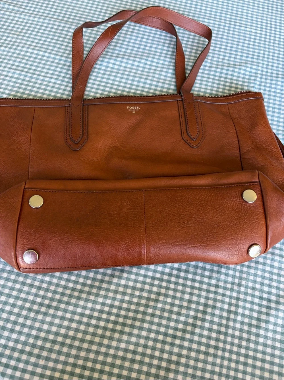 Fossil Tan Leather Tote Bag - Picture 2 of 6